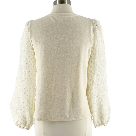 Anthropologie Maeve Cream Textured Long Sleeve Sleeve Knit Top Current Season M - Picture 6 of 10